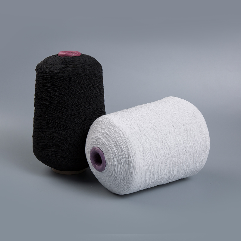 100 Black And White Polyester Covered Yarn Rubber Elastic Yarn